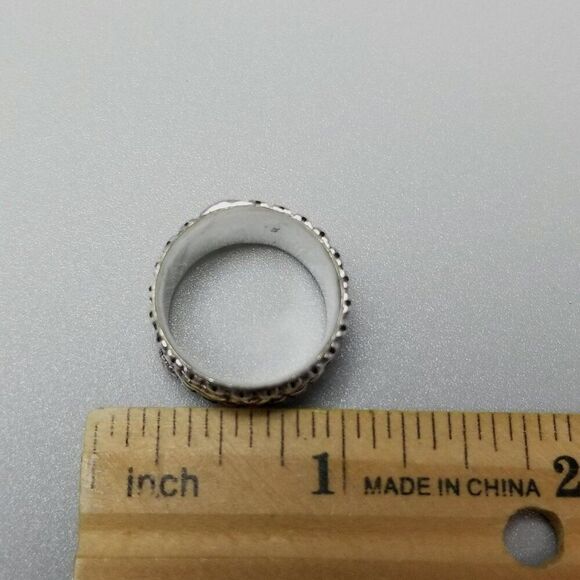 Vintage Wide Spinner Ring, Silver Tone Stacking Band, size 6.5 Fidget - Picture 5 of 9